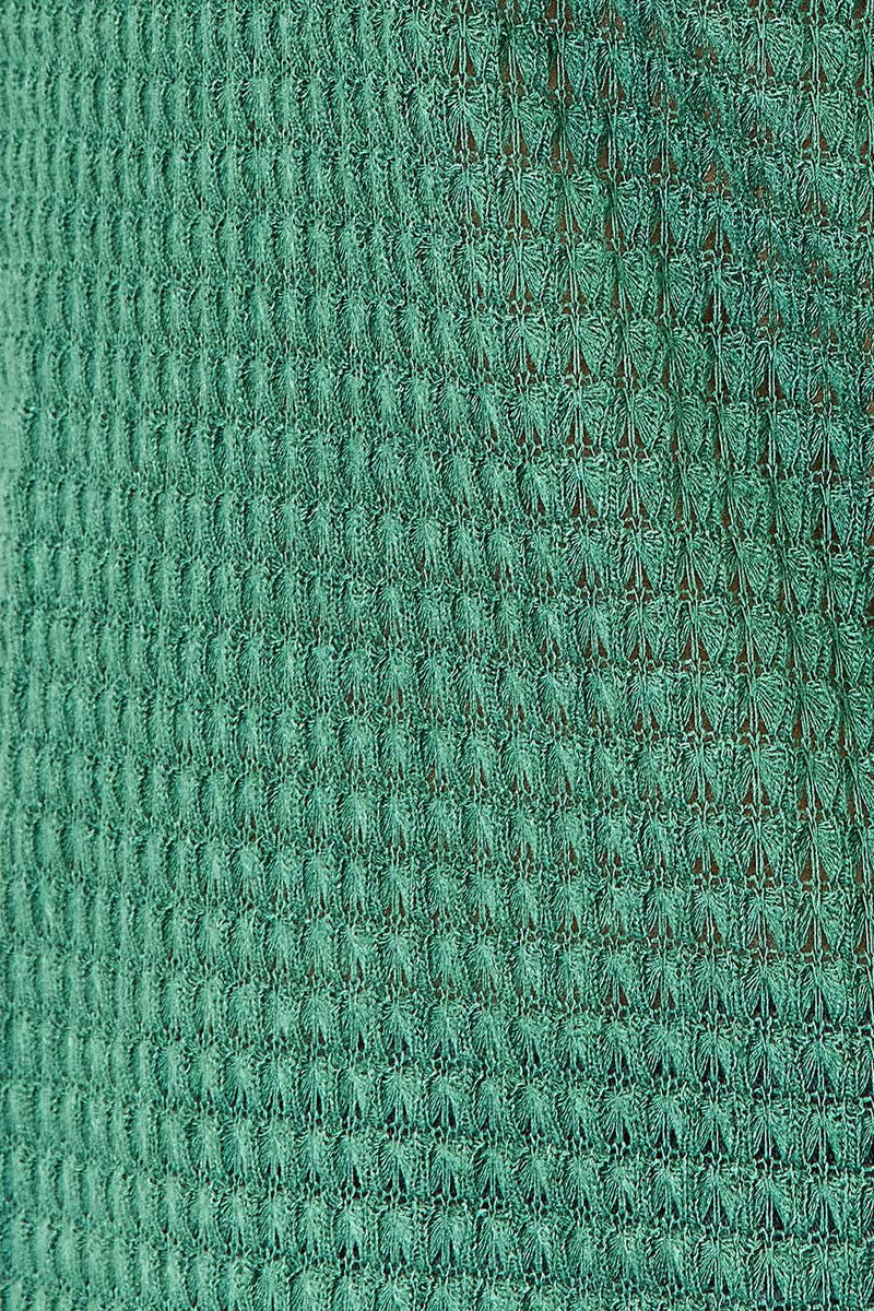 Culture Code Full Size Scoop Neck Patch Pocket Top fabric texture in teal green.