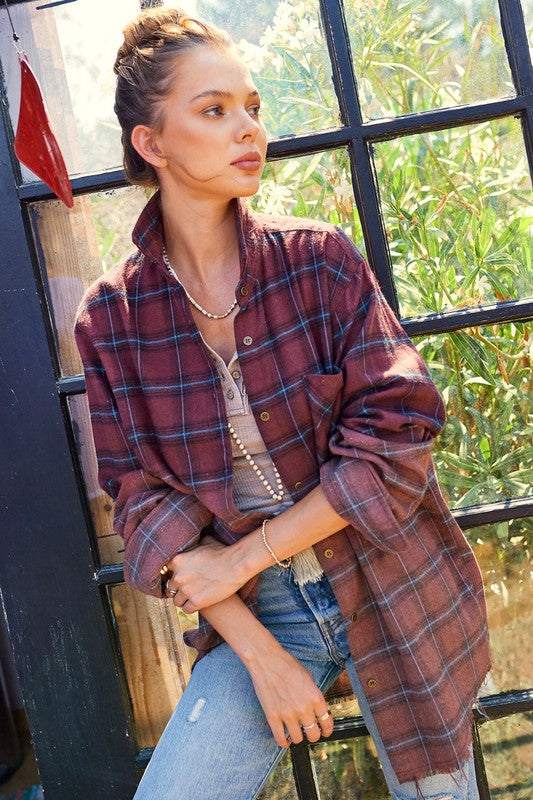 Kayla ShirtGive your outfit a classically cool finish with our Kayla wash long sleeve button up shirt for the ultimate vintage look. It will quickly become your new go-to pieceLa MielKlondike Creek Unique BoutiqueKayla Shirt