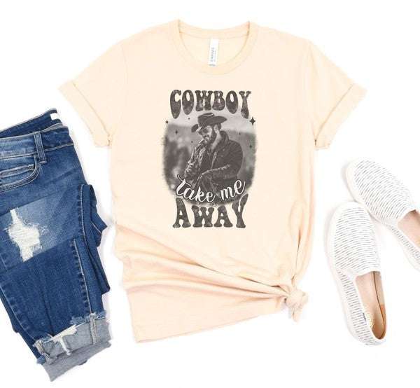 Cowboy Take Me Away Rip Wheeler TeeCowboy Take Me Away Rip Wheeler Tee100% combed and ring spun cotton Unisex TeeFabric Contents: Ring Spun CottonOcean and 7thKlondike Creek Unique BoutiqueRip Wheeler Tee