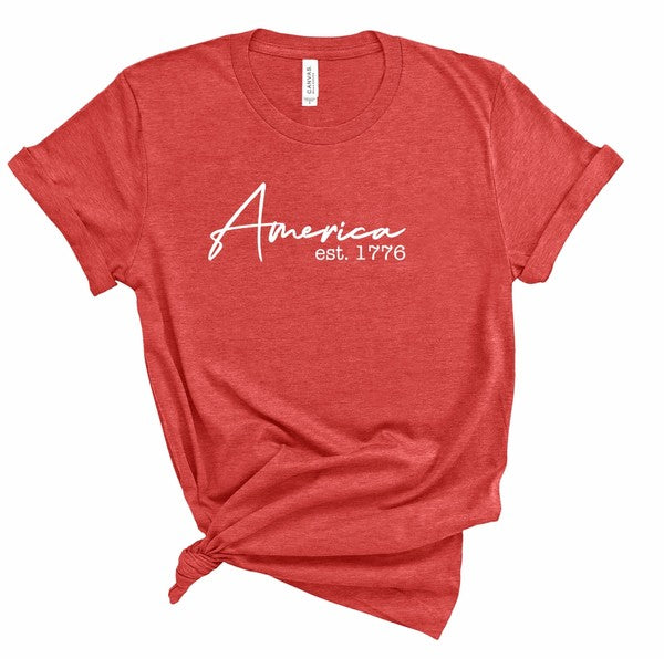 AMERICA 1776 Crew Neck Graphic Tee