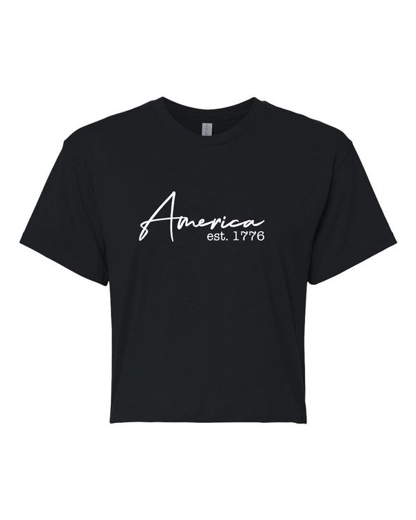 America est 1776 Graphic Cropped Tee