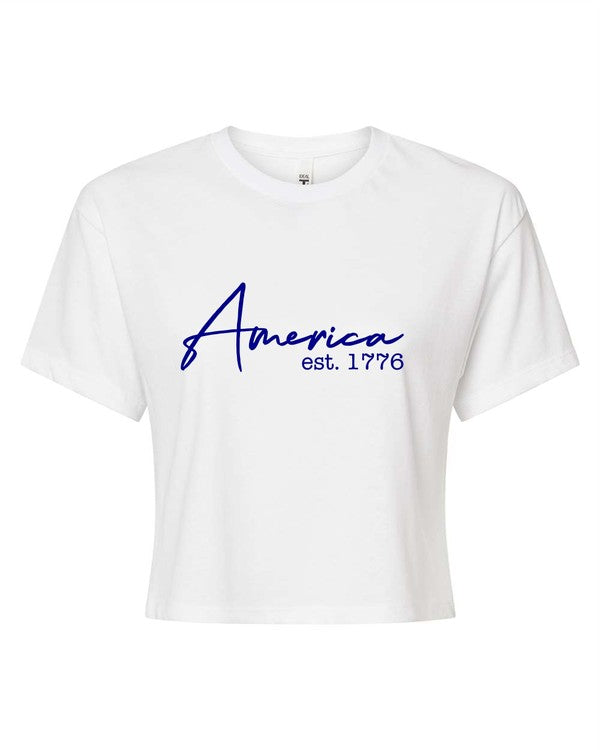 America est 1776 Graphic Cropped Tee