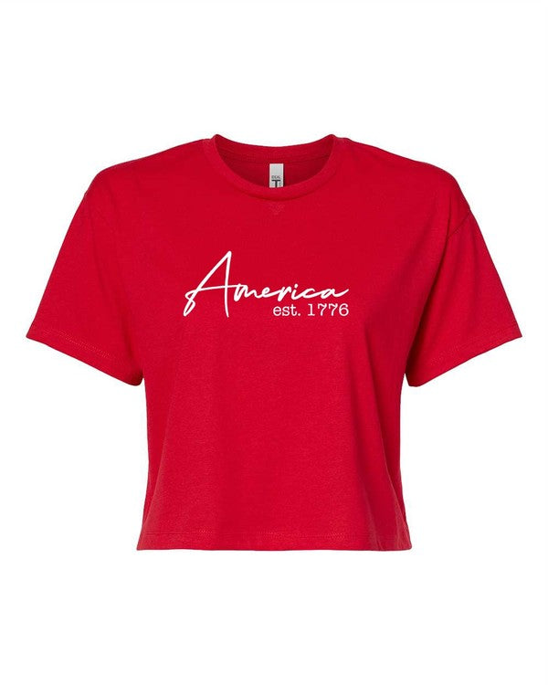 America est 1776 Graphic Cropped Tee