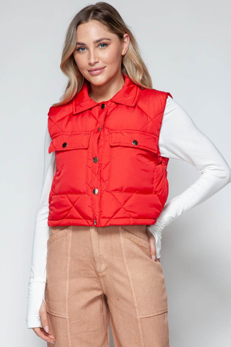 Snobbish Snap Down Quilted Crop Vest