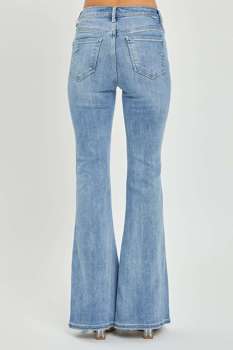 Risen Full Size High Rise Frayed Hem Flare JeansStep into style and comfort with our Risen Full Size High Rise Frayed Hem Flare Jeans! Designed for the modern woman who loves to express herself, these jeans blend BottomsTrendsiKlondike Creek Unique BoutiqueRisen Full Size High Rise Frayed Hem Flare Jeans