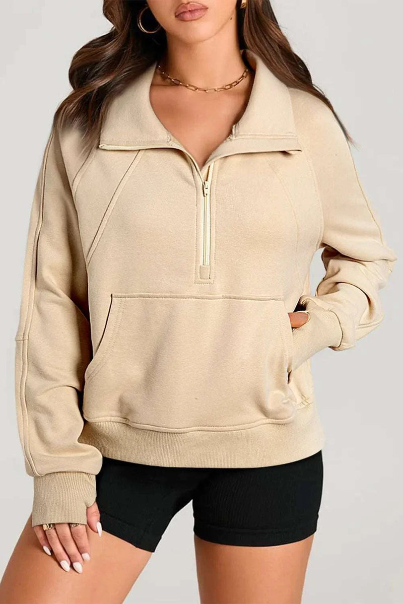 Half Zip Long Sleeve Sweatshirt for cool weather, stylish and versatile, adjustable warmth, soft fabric.