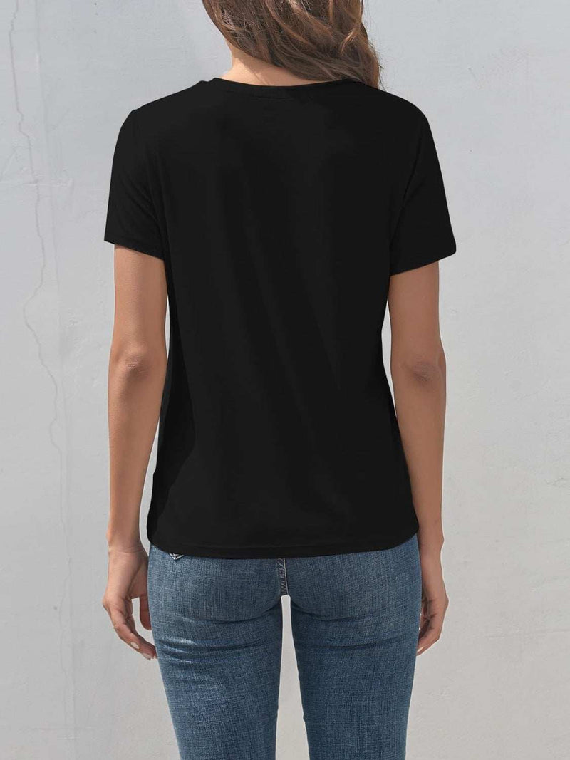 Graphic Round Neck Short Sleeve T-ShirtFeatures: Basic style
Sheer: Opaque
Stretch: Slightly stretchy
Material composition: 95% polyester, 5% elastane
Care instructions: Machine wash cold. Tumble dry low.All TopsTrendsiKlondike Creek Unique BoutiqueGraphic Round Neck Short Sleeve