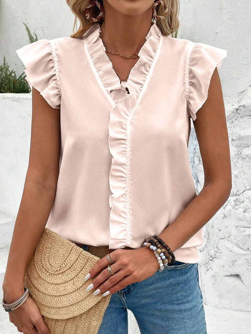 Ruffled V-Neck Cap Sleeve BlouseFeatures: Ruffled
Sheer: Opaque
Stretch: No stretch
Material composition: 100% polyester
Care instructions: Machine wash cold. Tumble dry low.
Imported


Size
US
TopAll TopsTrendsiKlondike Creek Unique Boutique-Neck Cap Sleeve Blouse