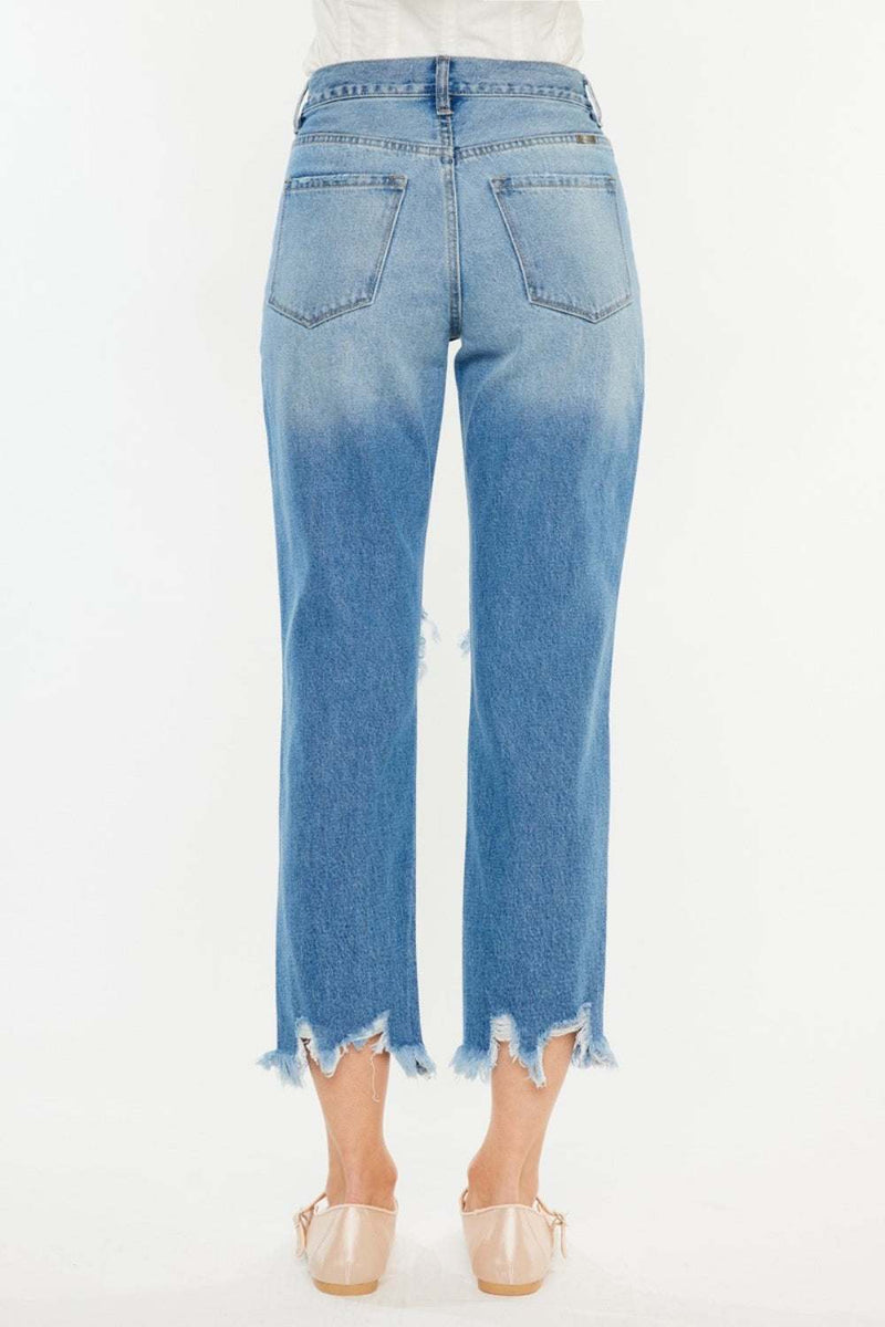 Kancan Distressed Frayed Hem Cropped JeansUpgrade your denim game with our Kancan Distressed Frayed Hem Cropped Jeans. Made from high-quality, stretchy denim fabric, these jeans are designed to hug your curvBottomsTrendsiKlondike Creek Unique BoutiqueKancan Distressed Frayed Hem Cropped Jeans