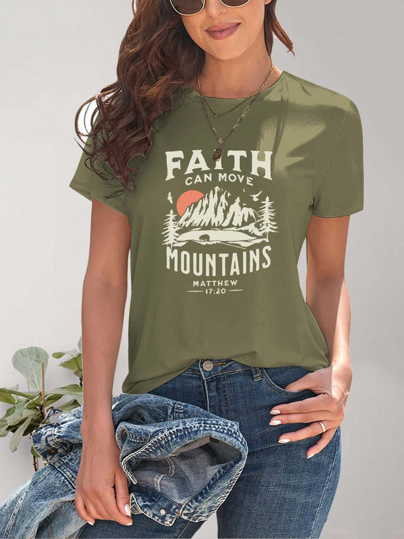 Graphic Round Neck Short Sleeve T-ShirtFeatures: Basic style
Sheer: Opaque
Stretch: Slightly stretchy
Material composition: 95% polyester, 5% elastane
Care instructions: Machine wash cold. Tumble dry low.All TopsTrendsiKlondike Creek Unique BoutiqueGraphic Round Neck Short Sleeve