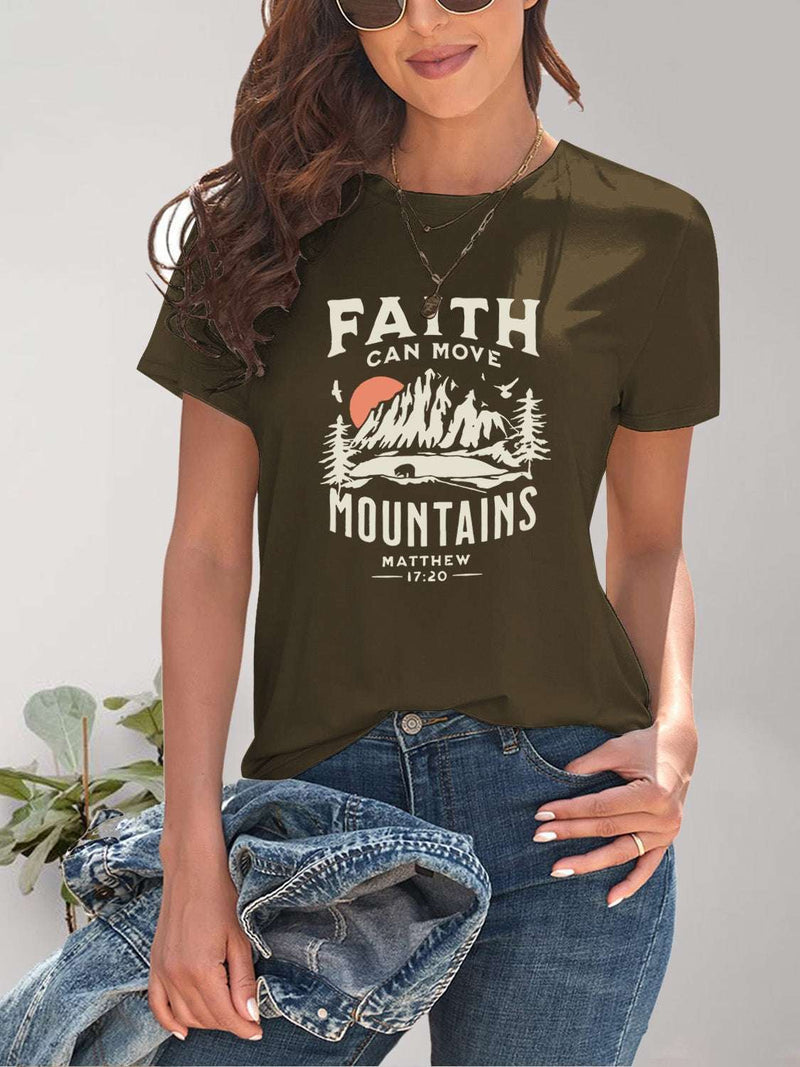 Graphic Round Neck Short Sleeve T-ShirtFeatures: Basic style
Sheer: Opaque
Stretch: Slightly stretchy
Material composition: 95% polyester, 5% elastane
Care instructions: Machine wash cold. Tumble dry low.All TopsTrendsiKlondike Creek Unique BoutiqueGraphic Round Neck Short Sleeve