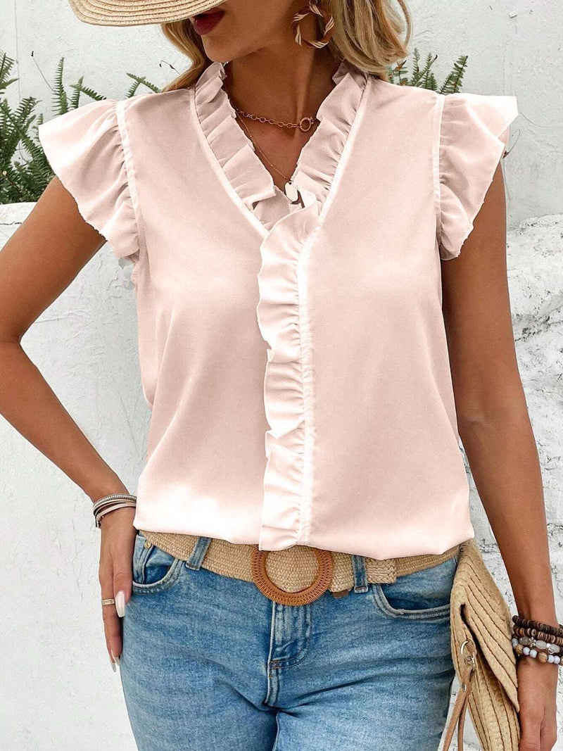 Ruffled V-Neck Cap Sleeve BlouseFeatures: Ruffled
Sheer: Opaque
Stretch: No stretch
Material composition: 100% polyester
Care instructions: Machine wash cold. Tumble dry low.
Imported


Size
US
TopAll TopsTrendsiKlondike Creek Unique Boutique-Neck Cap Sleeve Blouse