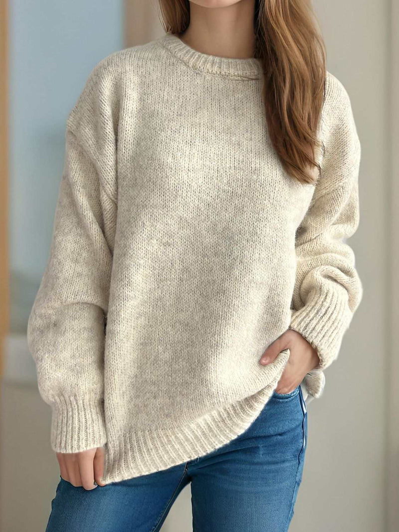 Round Neck Long Sleeve Sweater for winter warmth and style.