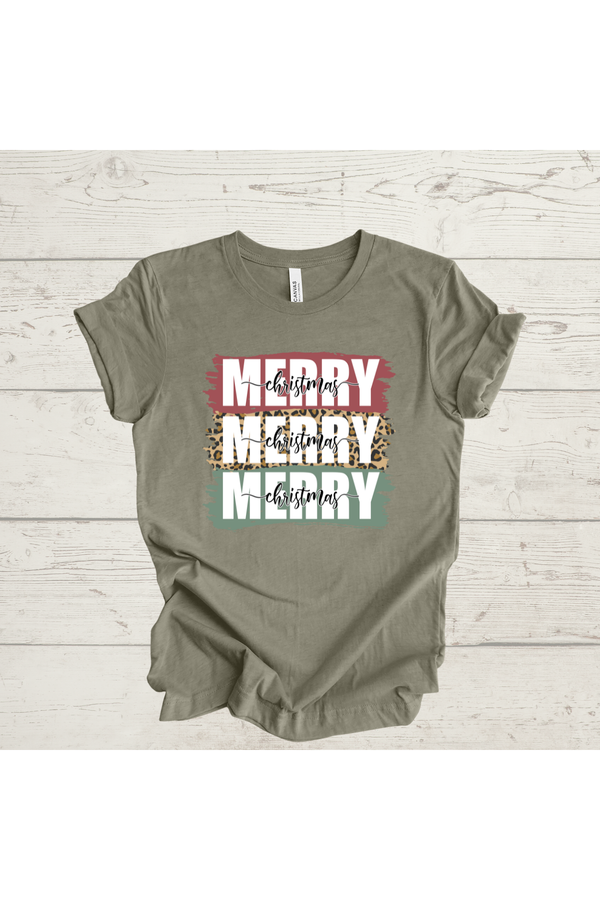 Merry Christmas tee, unisex Bella Canvas, soft cotton polyester blend.
