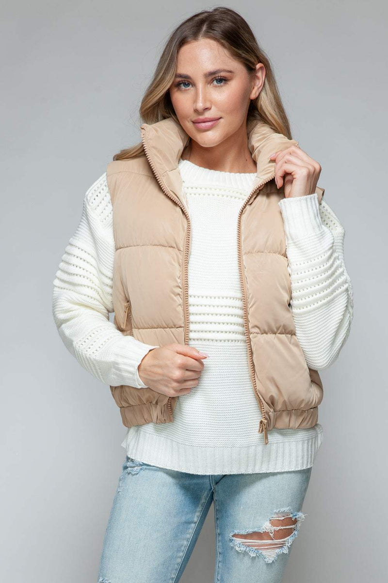 Snobbish fine fur lining quilted vest with stylish quilted design and warm fur lining.