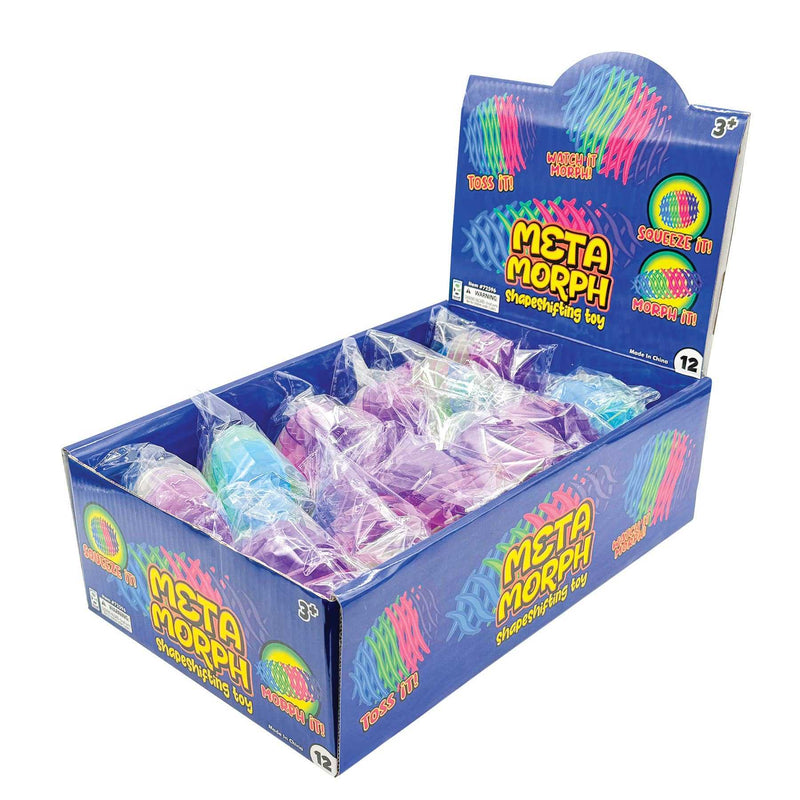 META MORPH shape shifting toy display box with colorful stress relief toys.