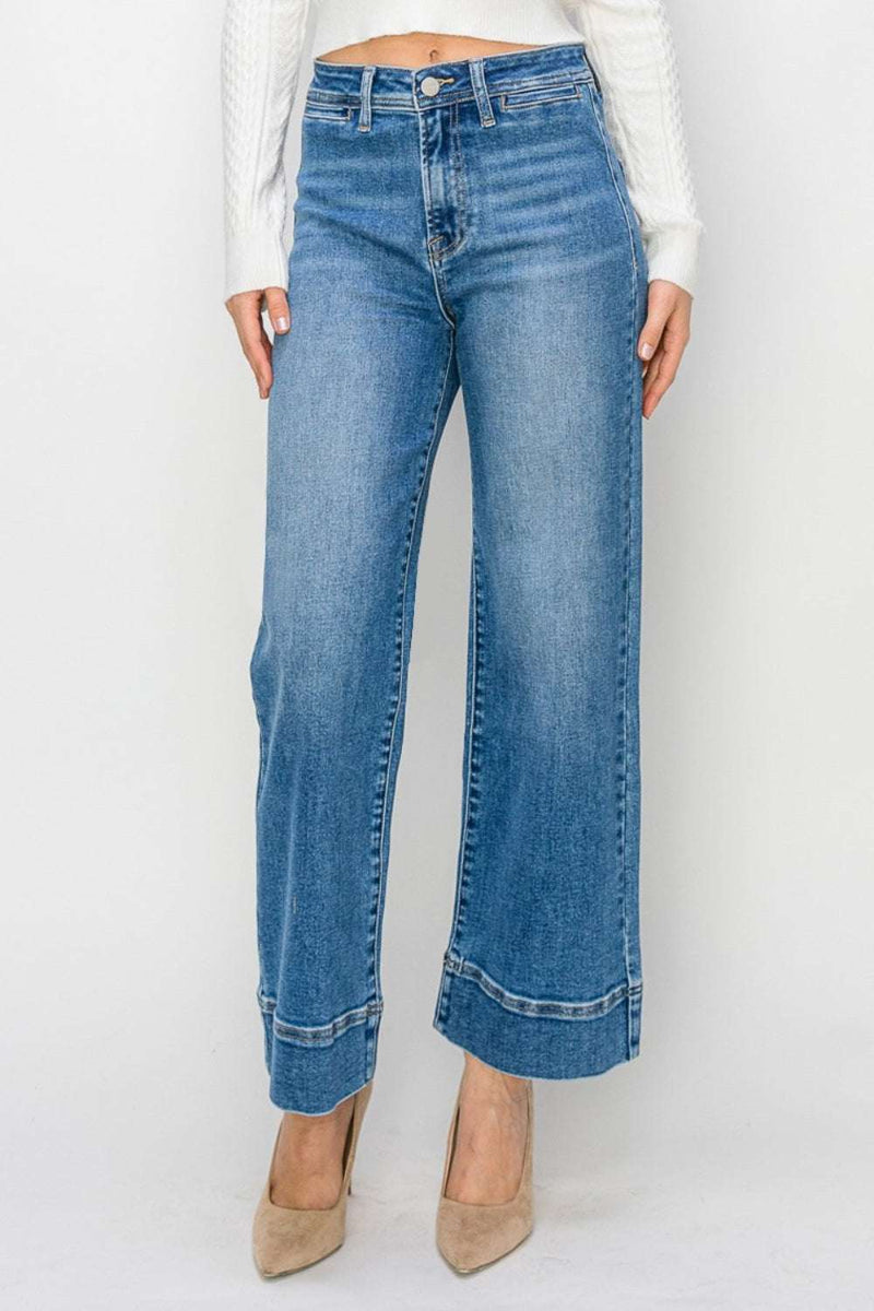 RISEN Full Size High Rise Wide Leg JeansThese high rise wide leg jeans are a versatile and stylish addition to your wardrobe. The high rise waist offers a flattering and elongating silhouette. The wide legBottomsTrendsiKlondike Creek Unique BoutiqueRISEN Full Size High Rise Wide Leg Jeans