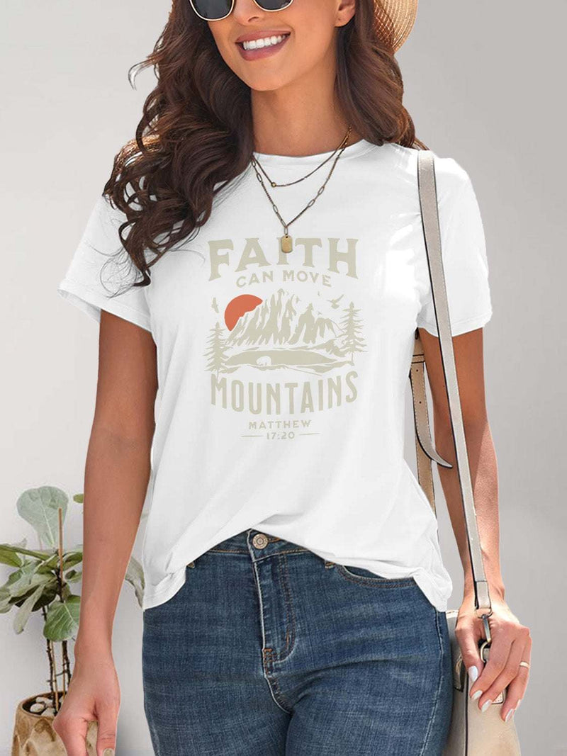 Graphic Round Neck Short Sleeve T-ShirtFeatures: Basic style
Sheer: Opaque
Stretch: Slightly stretchy
Material composition: 95% polyester, 5% elastane
Care instructions: Machine wash cold. Tumble dry low.All TopsTrendsiKlondike Creek Unique BoutiqueGraphic Round Neck Short Sleeve