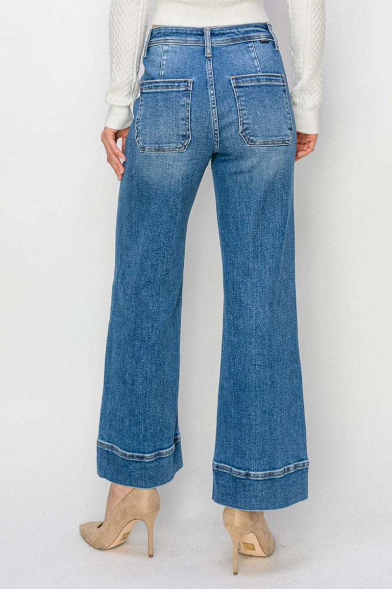 RISEN Full Size High Rise Wide Leg JeansThese high rise wide leg jeans are a versatile and stylish addition to your wardrobe. The high rise waist offers a flattering and elongating silhouette. The wide legBottomsTrendsiKlondike Creek Unique BoutiqueRISEN Full Size High Rise Wide Leg Jeans