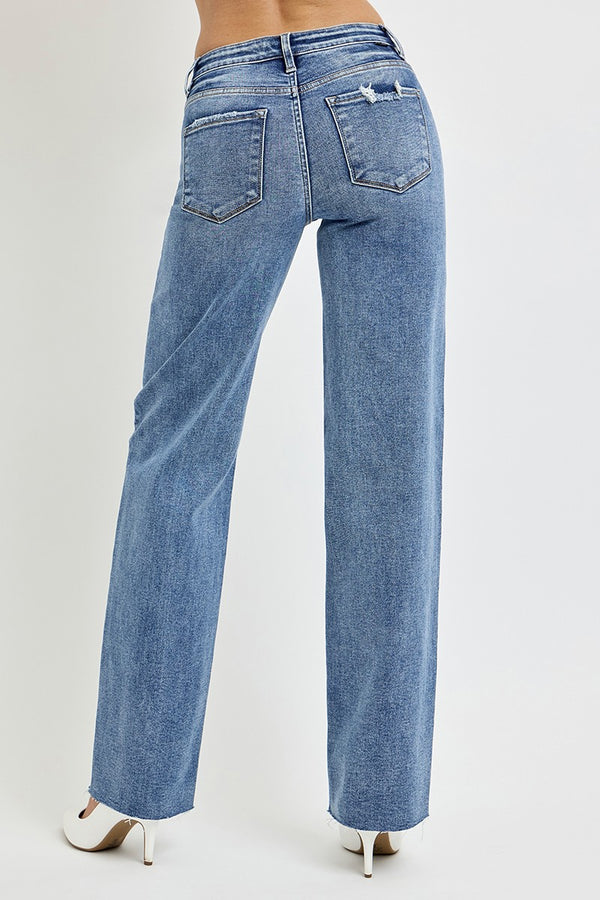 RISEN High-Waist Straight Leg Jeans with Pockets