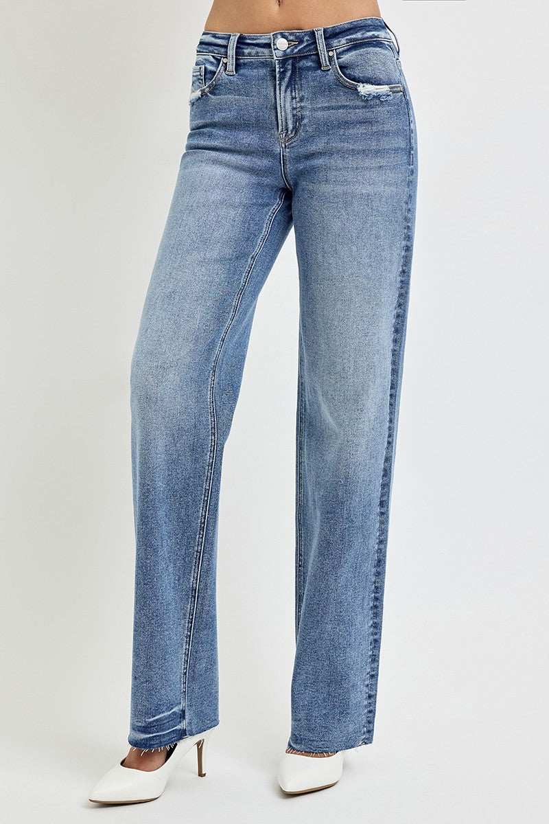 RISEN High-Waist Straight Leg Jeans with PocketsUpgrade your denim game with our RISEN High-Waist Straight Leg Jeans. These jeans are designed to give you a flattering and comfortable fit, perfect for any occasionBottoms/JeansTrendsiKlondike Creek Unique BoutiqueRISEN High-Waist Straight Leg Jeans