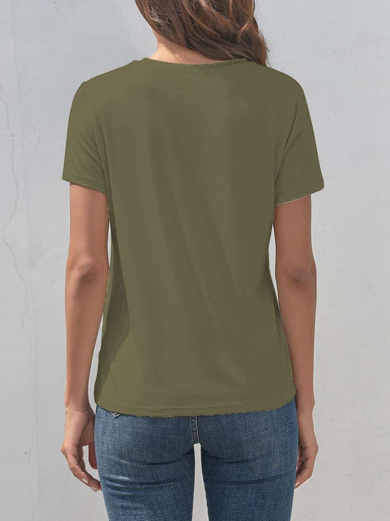Graphic Round Neck Short Sleeve T-ShirtFeatures: Basic style
Sheer: Opaque
Stretch: Slightly stretchy
Material composition: 95% polyester, 5% elastane
Care instructions: Machine wash cold. Tumble dry low.All TopsTrendsiKlondike Creek Unique BoutiqueGraphic Round Neck Short Sleeve