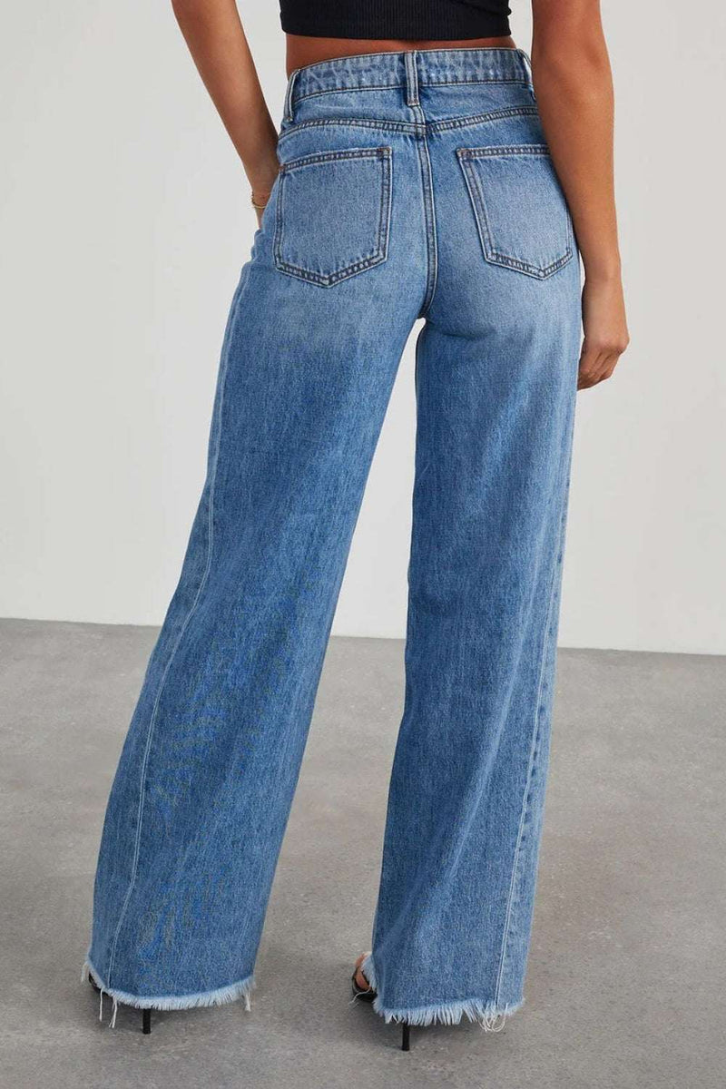 Raw Hem Wide Leg Jeans with PocketsFeatures: Pocketed, Buttoned
Stretch: No stretch
Material composition: 100% cotton
Care instructions: Machine wash cold. Tumble dry low.
Imported


Size
US
Waist
HIPBottomsTrendsiKlondike Creek Unique BoutiqueRaw Hem Wide Leg Jeans