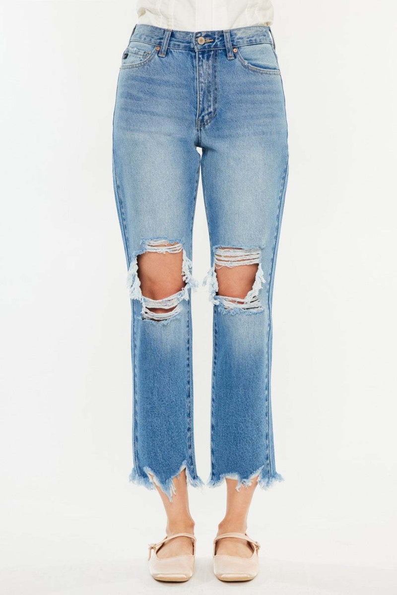 Kancan Distressed Frayed Hem Cropped JeansUpgrade your denim game with our Kancan Distressed Frayed Hem Cropped Jeans. Made from high-quality, stretchy denim fabric, these jeans are designed to hug your curvBottomsTrendsiKlondike Creek Unique BoutiqueKancan Distressed Frayed Hem Cropped Jeans