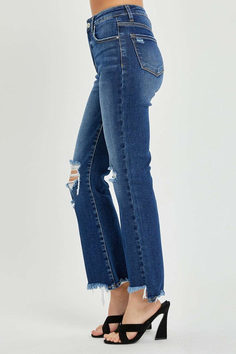 RISEN High Rise Distressed Crop Flare JeansAdd a touch of vintage-inspired style to your wardrobe with our Risen High Rise Distressed Crop Flare Jeans. These jeans feature a flattering high rise fit that hugsBottomsTrendsiKlondike Creek Unique BoutiqueRISEN High Rise Distressed Crop Flare Jeans