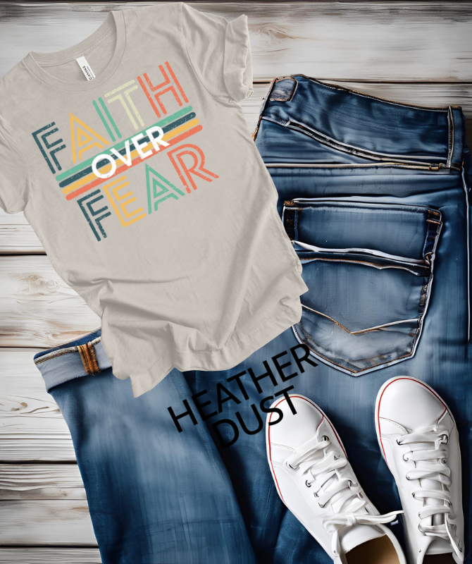 Faith over Fear retro Graphic teeThe Bella canvas unisex T-shirt is made with a comfortable poly cotton blend, perfect for everyday wear. The DTF print adds a unique touch to the classic crew neck dShirts & TopsKlondike Creek Unique BoutiqueKlondike Creek Unique BoutiqueFear retro Graphic tee