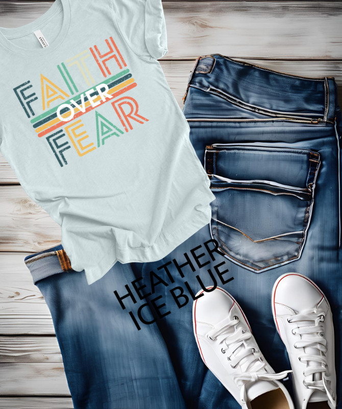 Faith over Fear retro Graphic teeThe Bella canvas unisex T-shirt is made with a comfortable poly cotton blend, perfect for everyday wear. The DTF print adds a unique touch to the classic crew neck dShirts & TopsKlondike Creek Unique BoutiqueKlondike Creek Unique BoutiqueFear retro Graphic tee