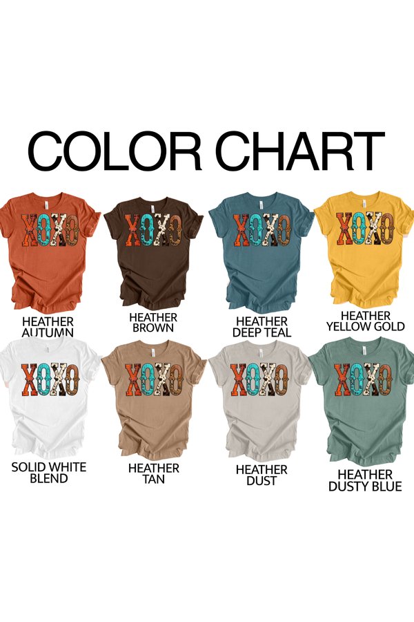 XOXO Western Print Graphic Tee4.2 oz./yd² (US) 7 oz./L yd (CA), 52/48 Airlume combed and ringspun cotton/polyester, 32 singles.
Athletic Heather &amp; Black Heather are 90/10 airlume combed and rShirts & TopsKlondike Creek Unique BoutiqueKlondike Creek Unique BoutiqueXOXO Western Print Graphic Tee