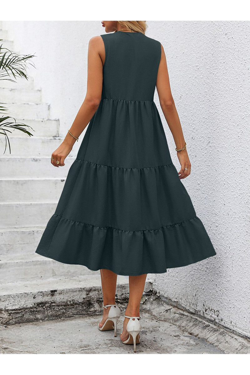 V-Neck Sleeveless Tiered Dress