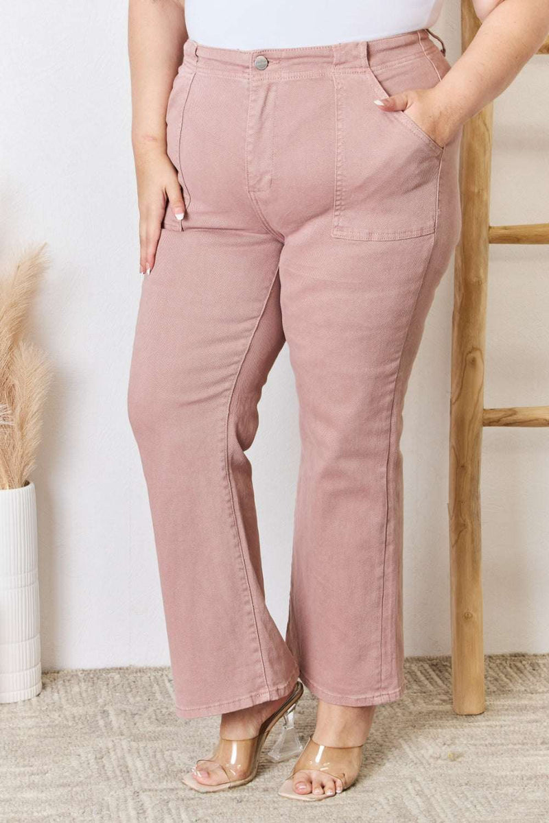 RISEN Full Size High Rise Ankle Flare JeansElevate your wardrobe with these statement jeans crafted for modern style and versatility. The high-rise design offers a flattering silhouette, while the ankle flareBottomsTrendsiKlondike Creek Unique BoutiqueRISEN Full Size High Rise Ankle Flare Jeans