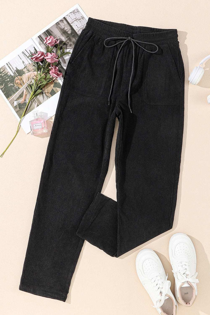 Drawstring Straight Pants with PocketsFeatures: Drawstring
Sheer: Opaque
Material composition: 100% polyester
Care instructions: Machine wash cold. Tumble dry low.
Imported
Product measurements:S:Waist 2BottomsTrendsiKlondike Creek Unique BoutiqueDrawstring Straight Pants