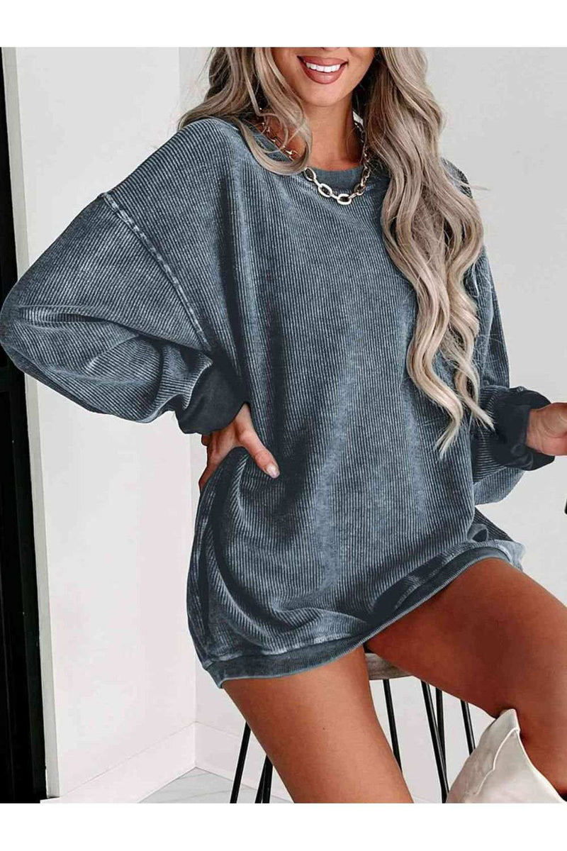 Round Neck Dropped Shoulder Sweatshirt