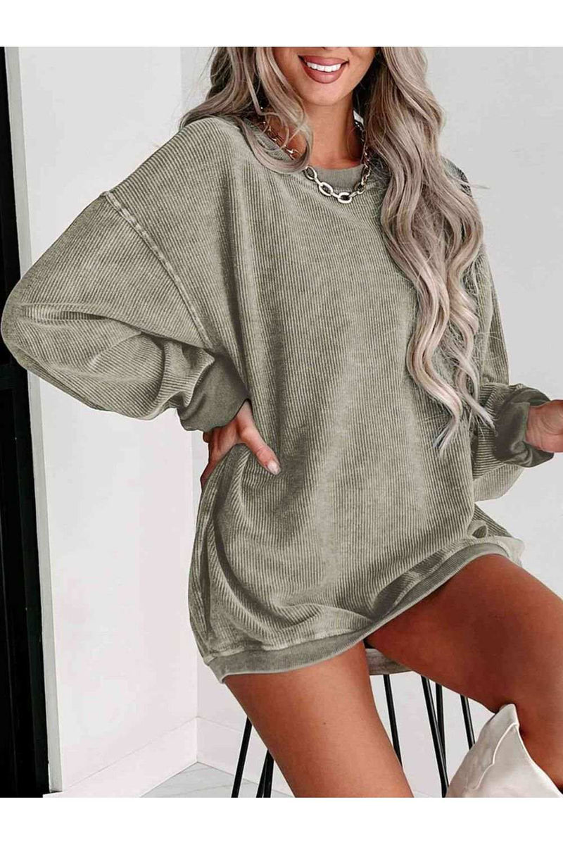 Round Neck Dropped Shoulder Sweatshirt