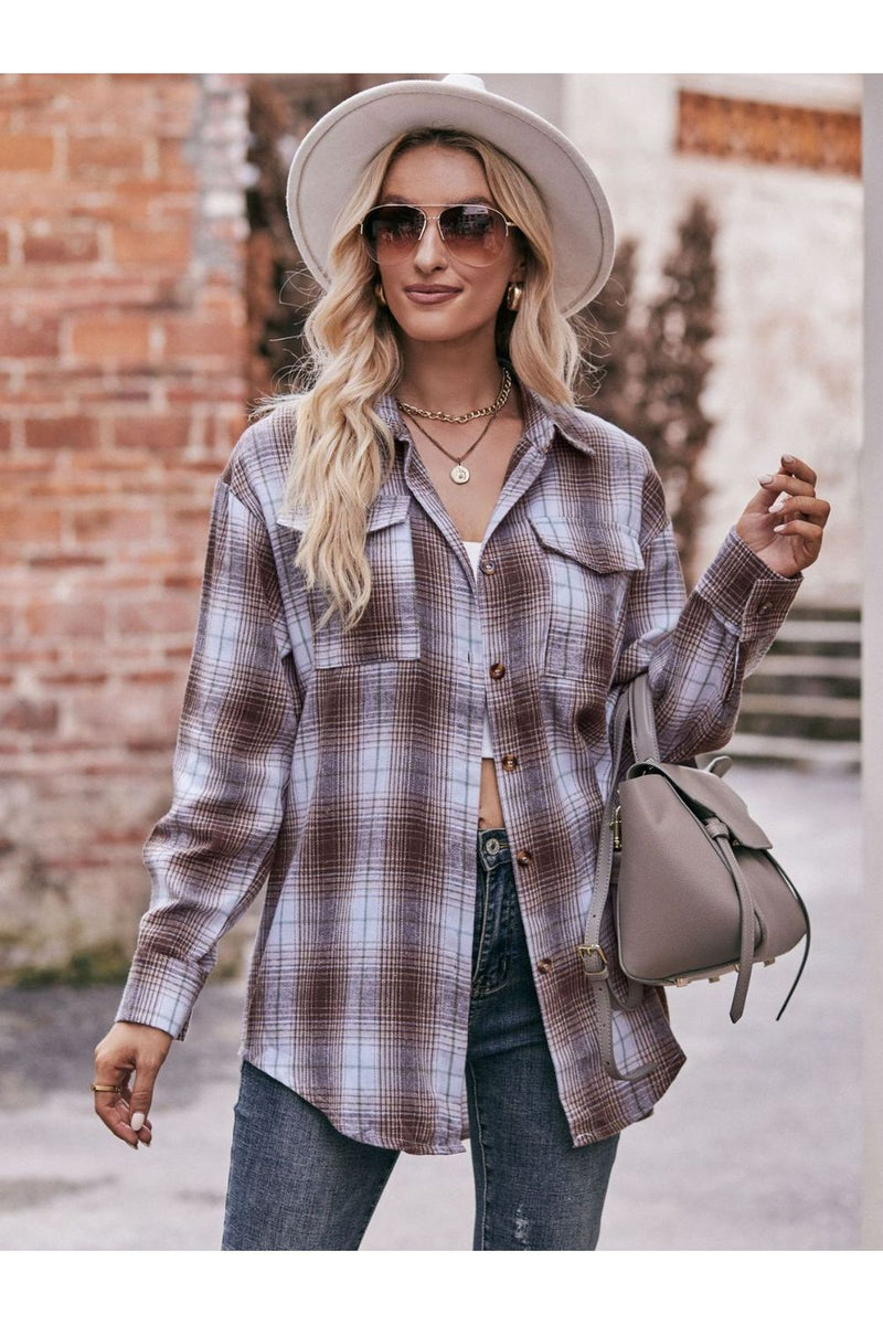 Plaid Dropped Shoulder Longline ShirtPattern type: Plaid
Style: Casual
Features: Oversized
Neckline: Collared neck
Length: Long
Sleeve length: Long sleeves
Sleeve type: Regular sleeves
Sheer: No
MateriaAll TopsTrendsiKlondike Creek Unique BoutiquePlaid Dropped Shoulder Longline Shirt