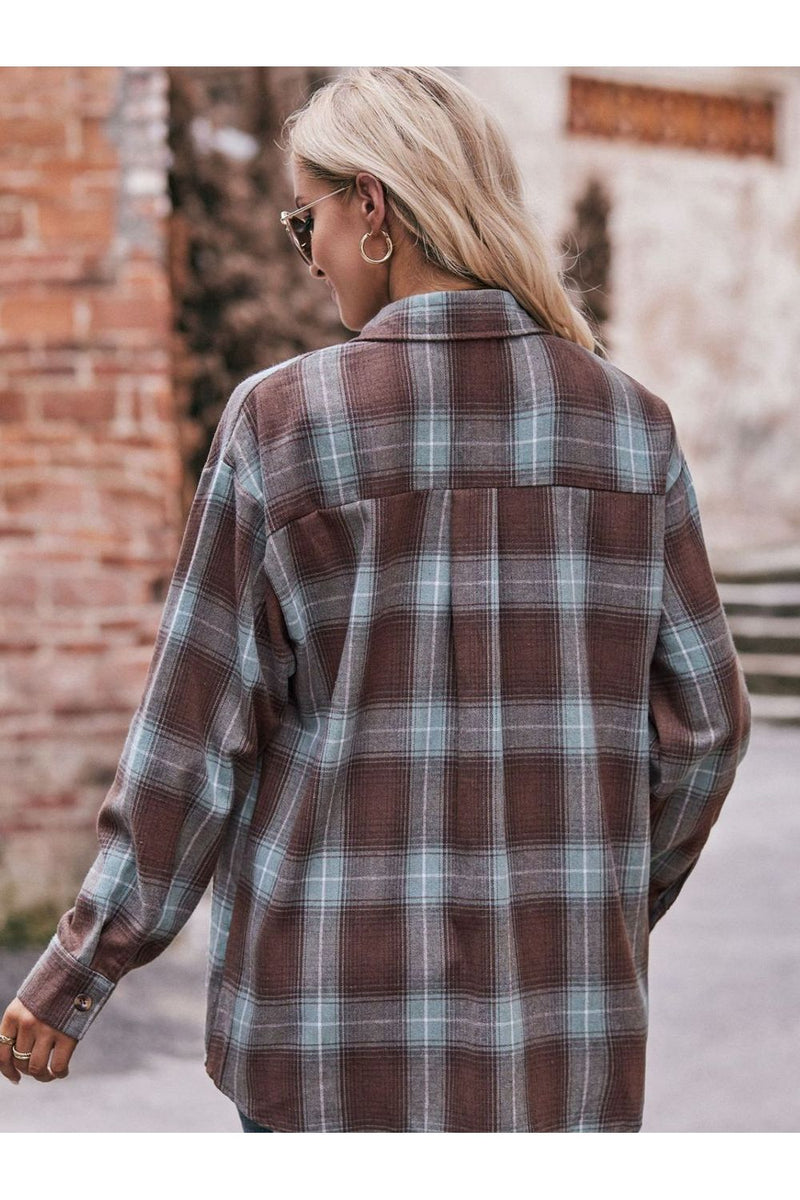 Plaid Dropped Shoulder Longline ShirtPattern type: Plaid
Style: Casual
Features: Oversized
Neckline: Collared neck
Length: Long
Sleeve length: Long sleeves
Sleeve type: Regular sleeves
Sheer: No
MateriaAll TopsTrendsiKlondike Creek Unique BoutiquePlaid Dropped Shoulder Longline Shirt