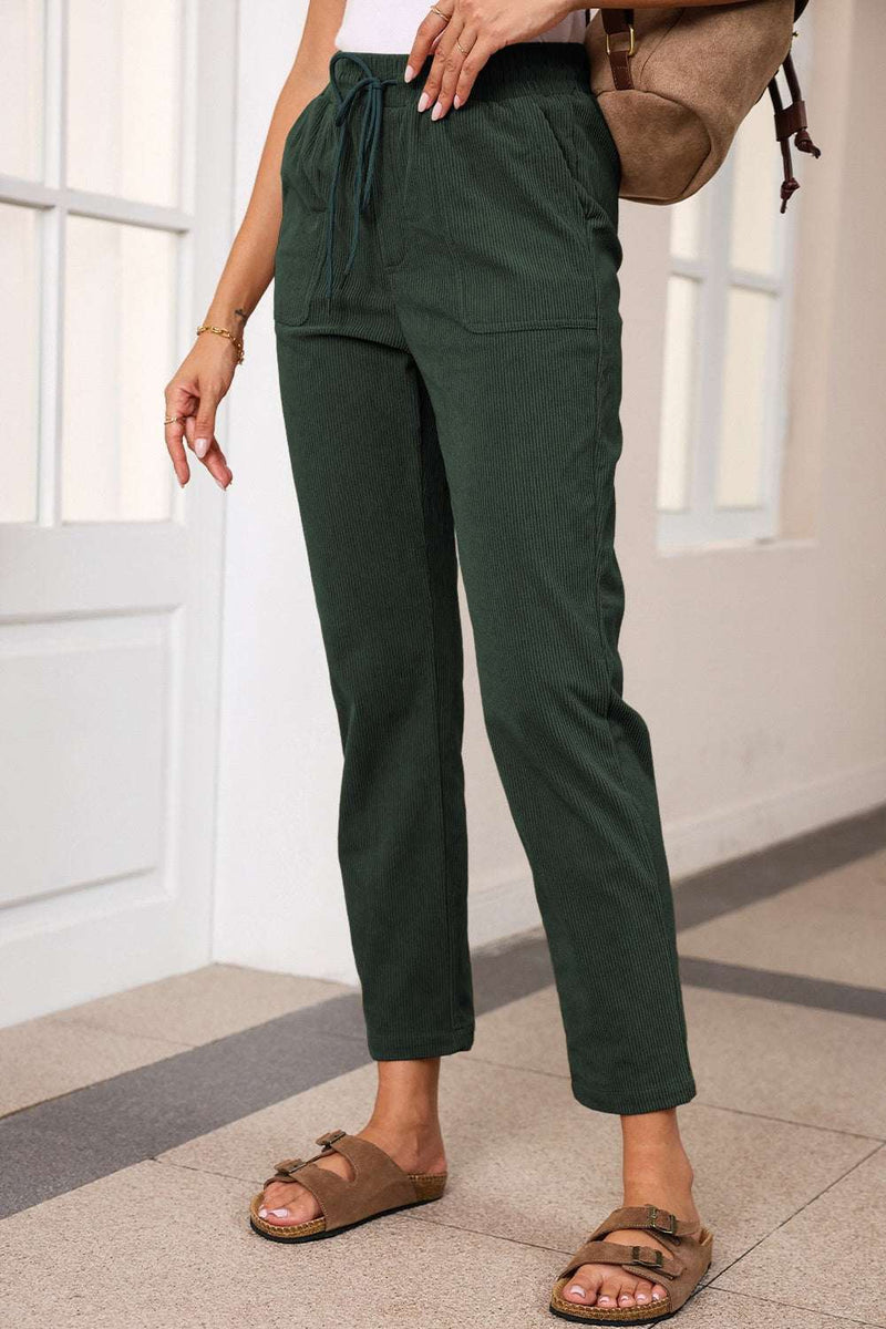 Drawstring Straight Pants with PocketsFeatures: Drawstring
Sheer: Opaque
Material composition: 100% polyester
Care instructions: Machine wash cold. Tumble dry low.
Imported
Product measurements:S:Waist 2BottomsTrendsiKlondike Creek Unique BoutiqueDrawstring Straight Pants