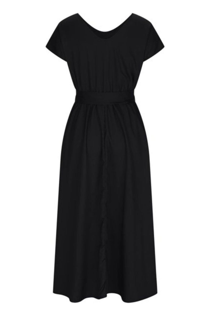 Ruched V-Neck Cap Sleeve Dress