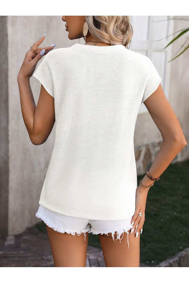 Rolled Cap Sleeve Round Neck Sweater VestFeatures: Basic style
Stretch: Slightly stretchy
Material composition: 30% nylon, 70% acrylic
Care instructions: Machine wash cold. Tumble dry low.
Imported
Product Shirts & TopsTrendsiKlondike Creek Unique BoutiqueRolled Cap Sleeve Round Neck Sweater Vest