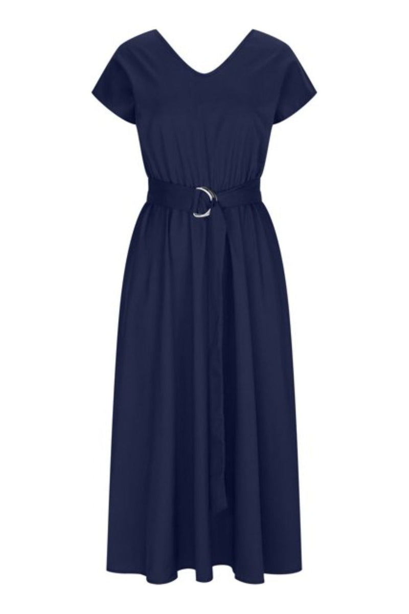 Ruched V-Neck Cap Sleeve Dress