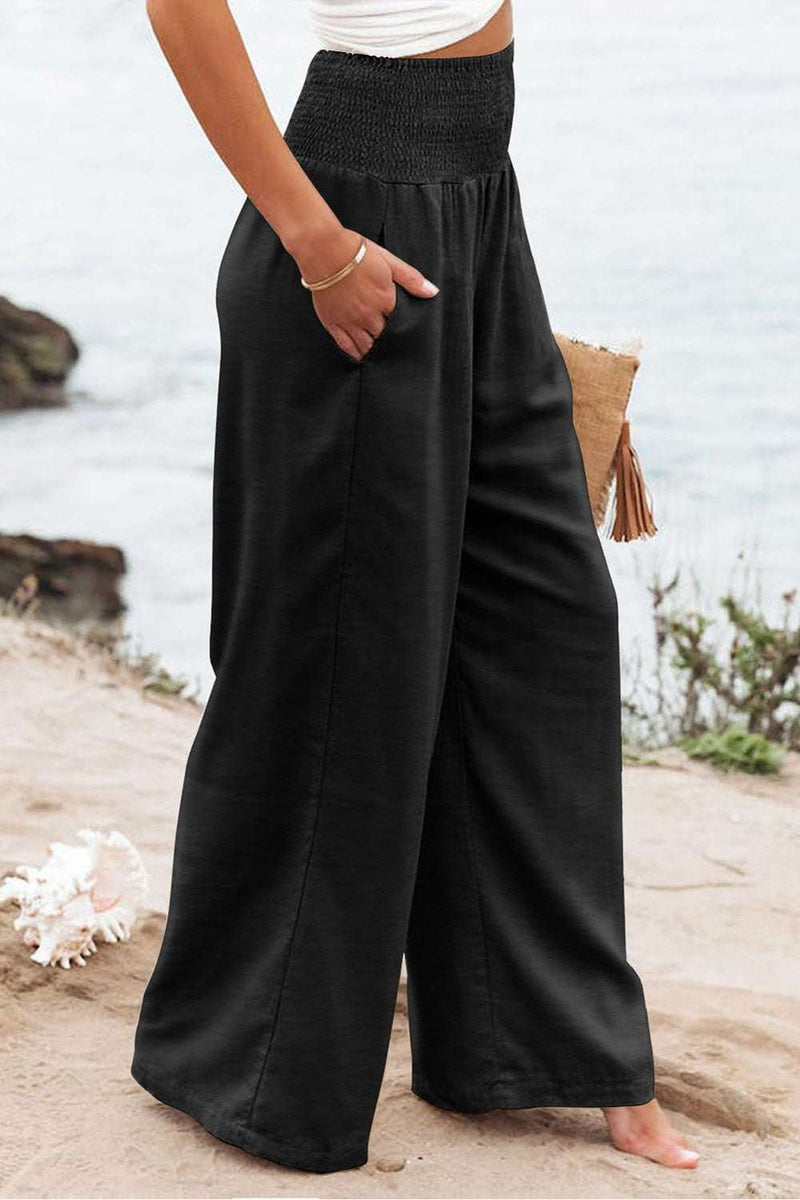Plus Size Smocked High Waist Wide Leg PantsFeatures: Pocketed
Sheer: Opaque
Material composition: 100% polyester
Care instructions: Machine wash cold. Tumble dry low.
Imported
Product measurements:1X:Waist 35BottomsTrendsiKlondike Creek Unique BoutiqueSize Smocked High Waist Wide Leg Pants