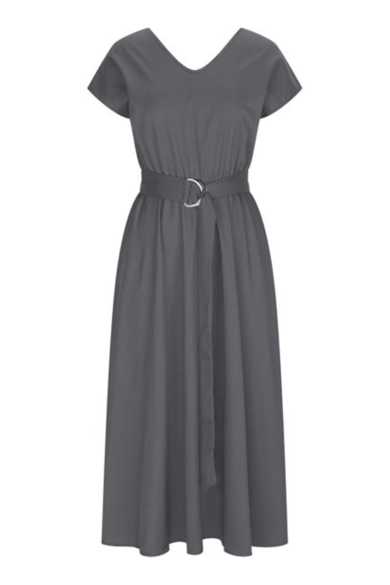 Ruched V-Neck Cap Sleeve Dress