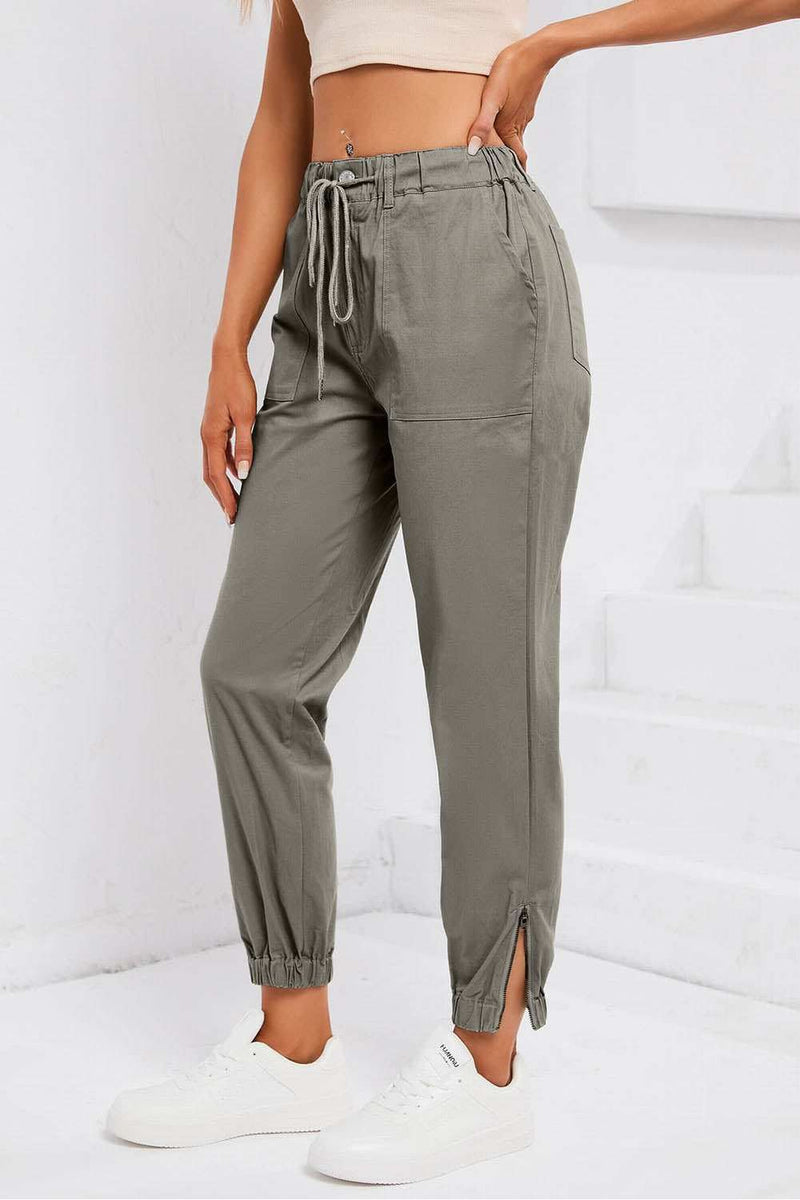 Drawstring Side Zip JoggersFeatures: Pocketed, Drawstring
Sheer: Opaque
Material composition: 95% polyester, 5% elastane
Care instructions: Machine wash cold. Tumble dry low.
Imported
Product BottomsTrendsiKlondike Creek Unique BoutiqueDrawstring Side Zip Joggers