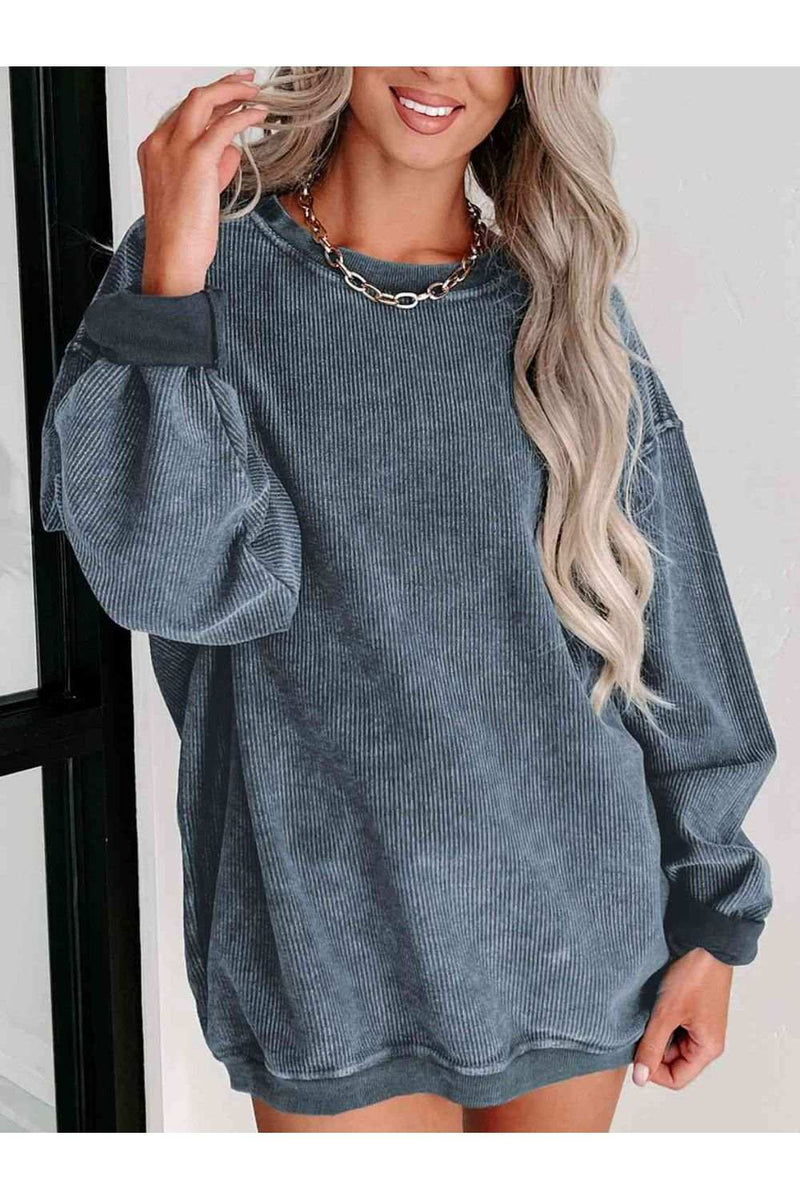 Round Neck Dropped Shoulder Sweatshirt