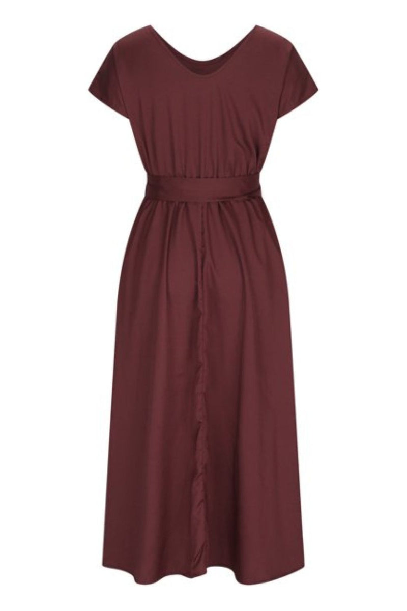 Ruched V-Neck Cap Sleeve Dress