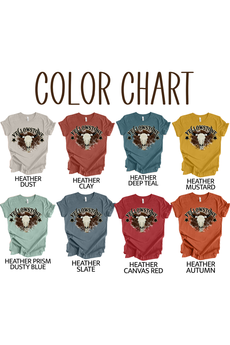 Yellowstone SkullBella Canvas Tee
Color will very slightly from picture
All Graphic Tee's are made to order so please allow 3-5 days processing and another 3-5 days for shipping. 
CoShirts & TopsKlondike Creek Unique BoutiqueKlondike Creek Unique BoutiqueYellowstone Skull
